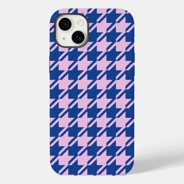 Hahnentrittmuster Rosa+Blau Muster Case-Mate iPhone 14 Plus Hülle (Rückseite)