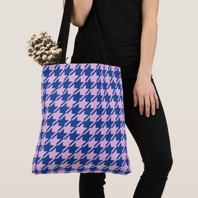 Hahnentrittmuster Rosa+Blau Muster Tasche (Von Nahem)