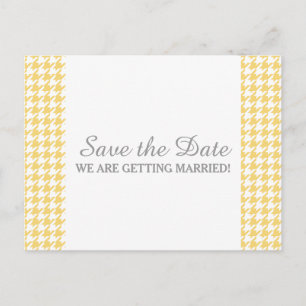 Hahnentrittmuster Save the Date Postkarte, gelb Ankündigungspostkarte