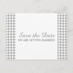 Hahnentrittmuster Save the Date Postkarte, grau Ankündigungspostkarte
