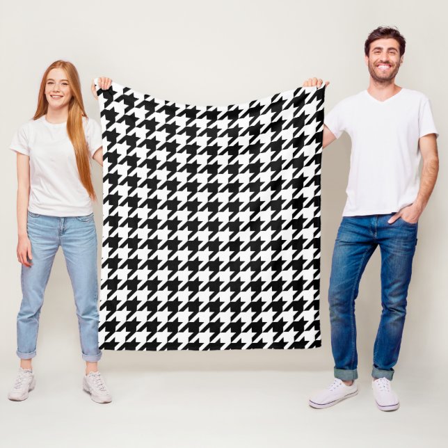 Hahnentrittmuster Schwarz-weiß Classic Weaving Mus Fleecedecke (Beispiel)