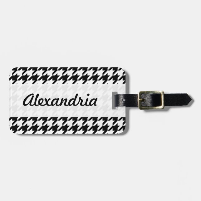 Hahnentrittmuster Schwarz-Weiß-Dekorationsmuster Gepäckanhänger (Vorderseite horizontal)