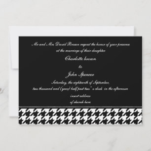 Hahnentrittmuster Schwarz-Weiß-Hochzeit lädt ein Einladung