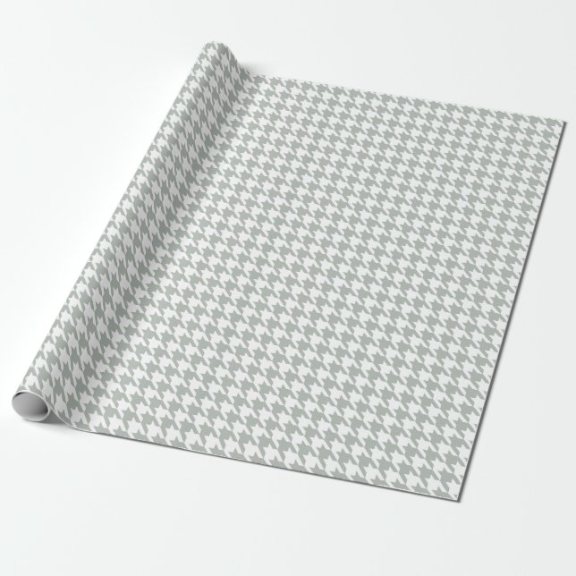 Hahnentrittmuster-silbernes Geschenkpapier (Ungerollt)