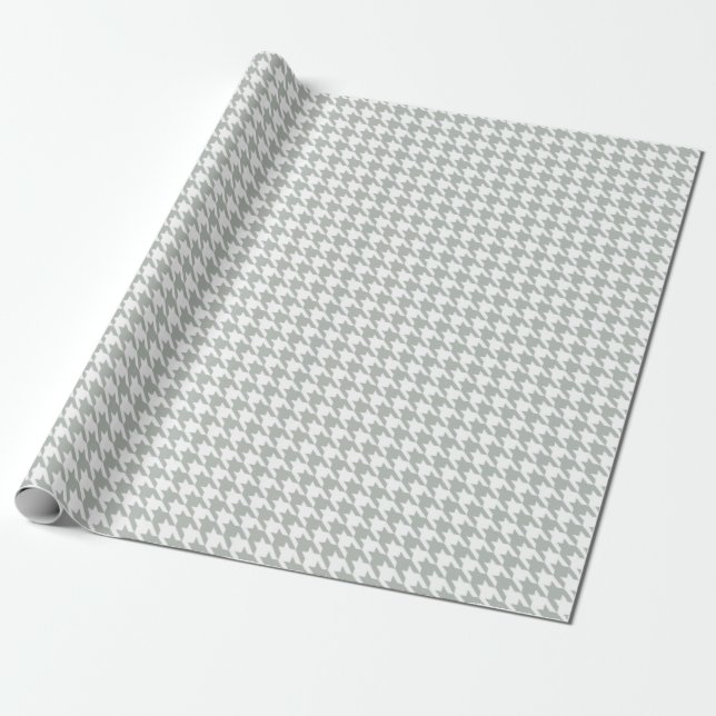 Hahnentrittmuster-silbernes Geschenkpapier (Ungerollt)