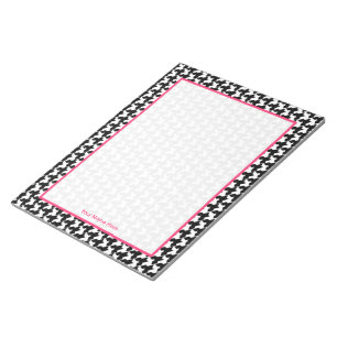 Hahnentrittmuster-u. Rosa-personalisierter Notizblock