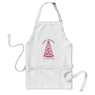 Hahnentrittmuster u. rosa Weihnachtsbaum-Schürze Schürze