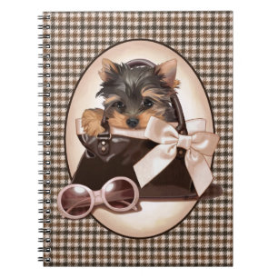 Hahnentrittmuster Yorkie Welpe Notizblock