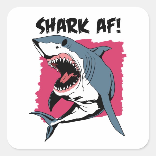 Hai AF! | Shark liebt Grafikdesign | Hai Quadratischer Aufkleber (Vorderseite)