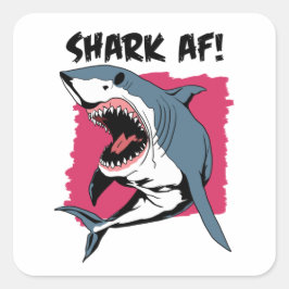 Hai AF! | Shark liebt Grafikdesign | Hai Quadratischer Aufkleber