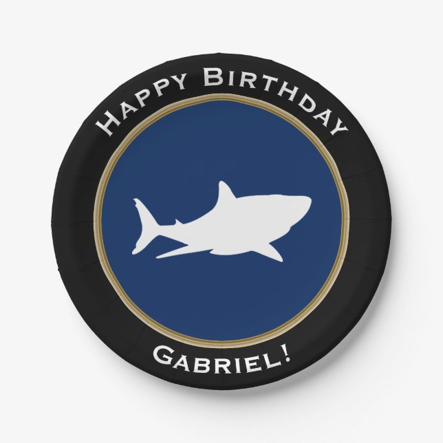 Hai-alles Gute zum Geburtstag Gabriel! Pappteller (Vorderseite)