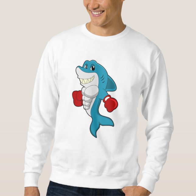 Hai als Boxer mit Boxhandschuhen Sweatshirt (Vorderseite)