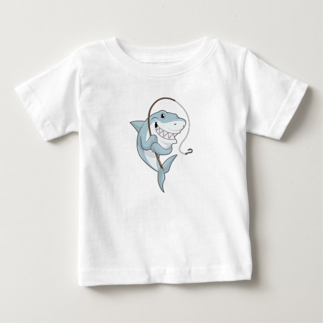 Hai als Fischer mit Angelrute Baby T-shirt (Vorderseite)
