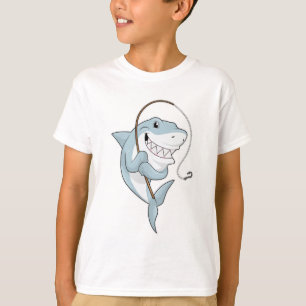 Hai als Fischer mit Angelrute T-Shirt