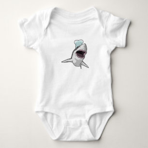 Hai als Koch mit Koch Hut Baby Strampler
