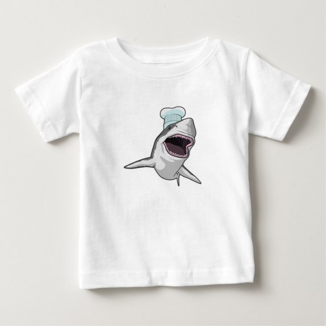 Hai als Koch mit Koch Hut Baby T-shirt (Vorderseite)