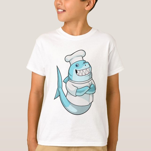 Hai als Koch mit Kochen Schürze T-Shirt (Vorderseite)