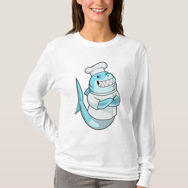Hai als Koch mit Kochen Schürze T-Shirt (Vorderseite)