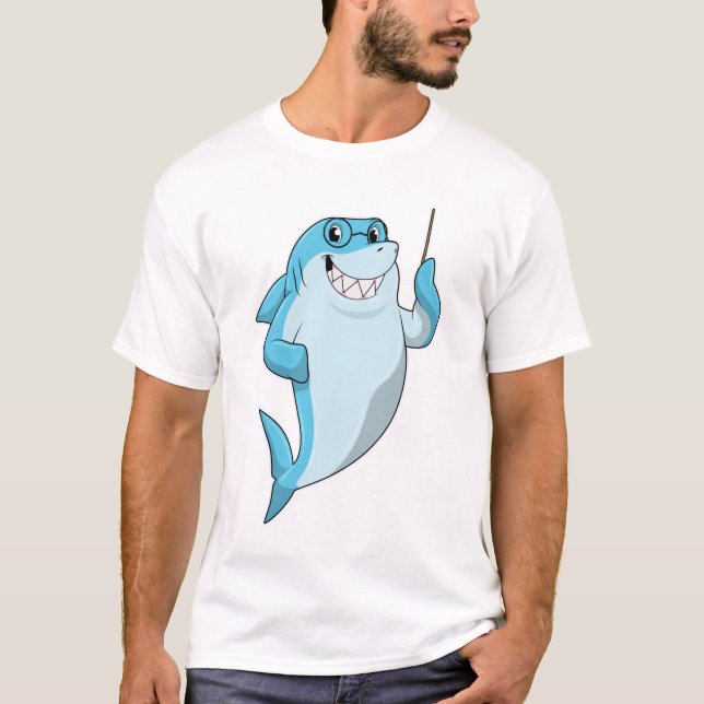 Hai als Lehrer mit Pointer T-Shirt (Vorderseite)
