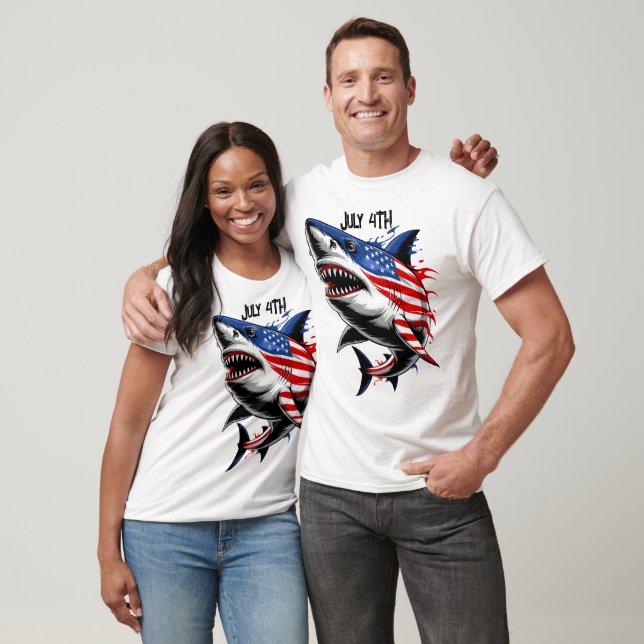 Hai-Amerikanische Flagge 4. Juli T-Shirt (Unisex)