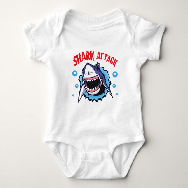 Hai-Angriffskörper Haifisch Bite-Baby-Shirt Baby Strampler (Vorderseite)