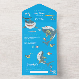 Hai Aquarellblau unter dem Party All In One Einladung