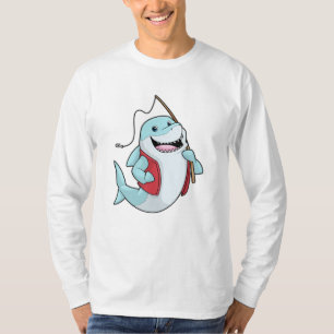 Hai beim Angeln mit Angelrute T-Shirt