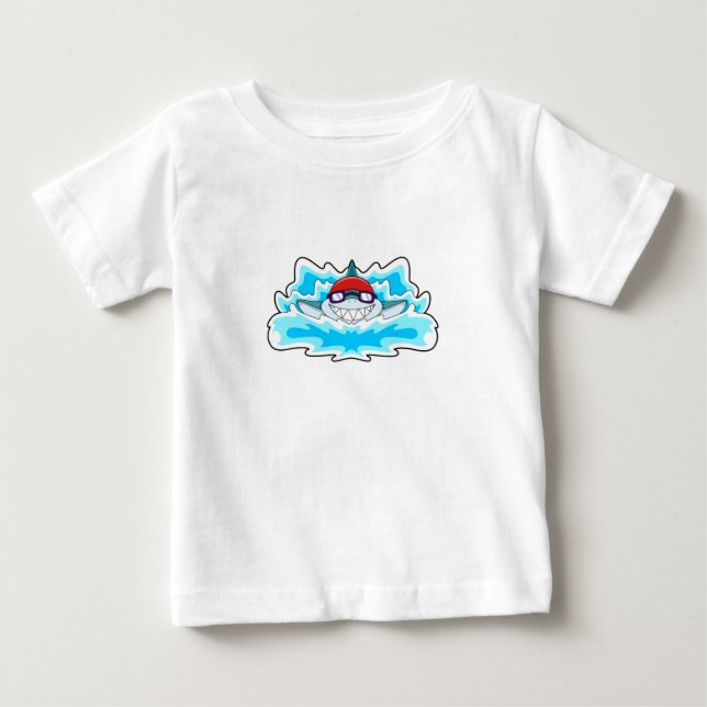 Hai beim Baden mit Schwimmbrille Baby T-shirt (Vorderseite)