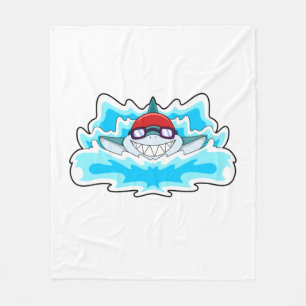 Hai beim Baden mit Schwimmbrille Fleecedecke