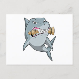 Hai beim Schachspiel mit Schachfigur König Postkarte