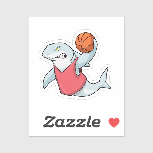 Hai beim Sport mit Basketball Aufkleber (Blatt)