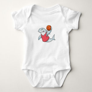 Hai beim Sport mit Basketball Baby Strampler