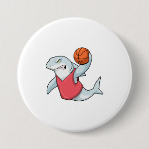 Hai beim Sport mit Basketball Button