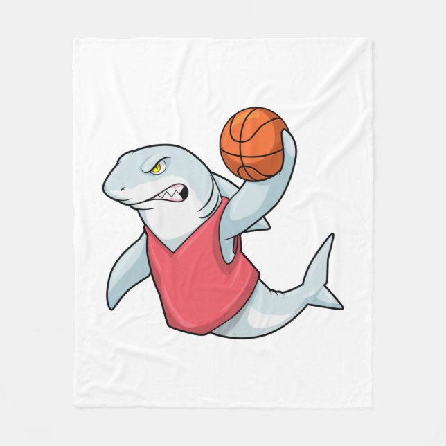 Hai beim Sport mit Basketball Fleecedecke (Vorderseite)