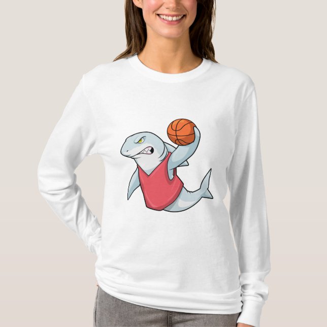 Hai beim Sport mit Basketball T-Shirt (Vorderseite)