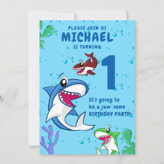 Hai Birthday First Bday Ocean Kinder Einladung