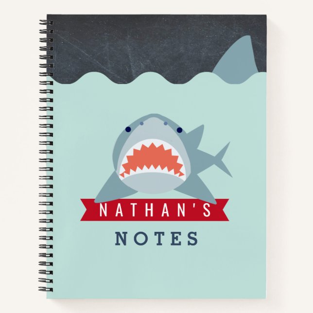 Hai Boy Navy Blau unter Wasser Notizbuch (Vorderseite)