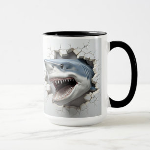 Hai, der aus einer gerissenen Wand kommt Tasse