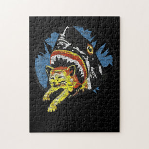 Hai essen eine Katze Funny Shark Geschenke