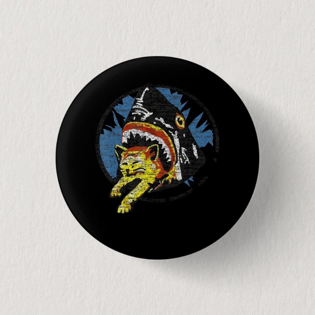 Hai essen eine Katze Funny Shark Geschenke Button (Vorderseite)