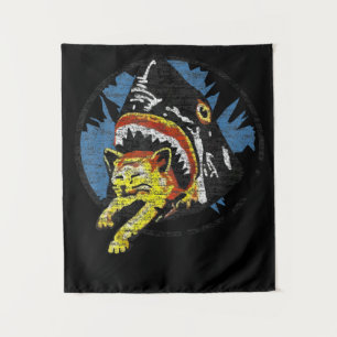 Hai essen eine Katze Funny Shark Geschenke Wandteppich