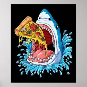 Hai essen Pizza Jawsome Men Food Liebhaber Sommer Poster