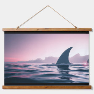 Hai-Flossen-Power Wandteppich Mit Holzrahmen