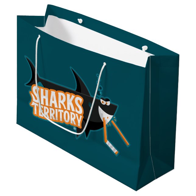 Hai-Gebiet - große Geschenktasche Geschenktüte (Vorderseite Schrägansicht)