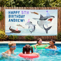 Hai-Geburtstagseinladung Poolparty-Banner