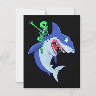 Hai Halloween Skeleton Riding Haie Lover Funny Einladung