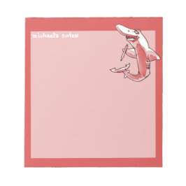 Hai hält Bleistift lustigen Cartoon anpassbar Notizblock