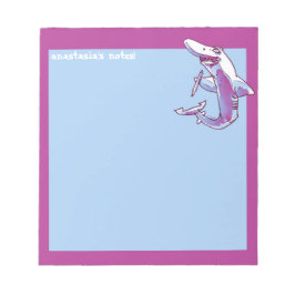 Hai hält Bleistift lustigen Cartoon anpassbar Notizblock