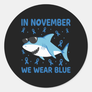Hai im November tragen wir blauen Diabetes Kinder  Runder Aufkleber