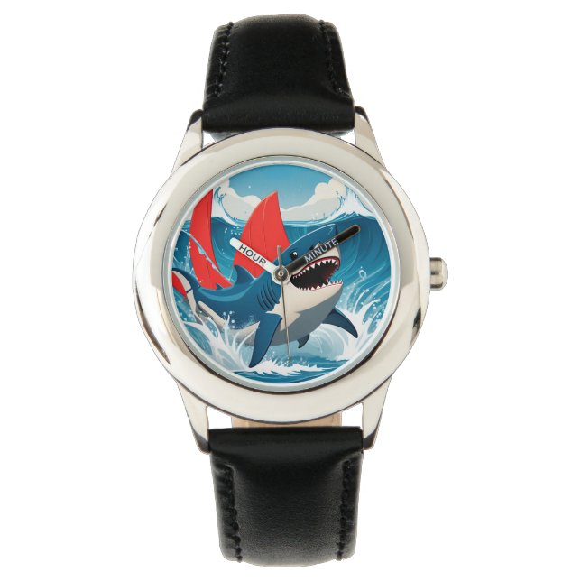 Hai im Ozean Armbanduhr (Vorderseite)